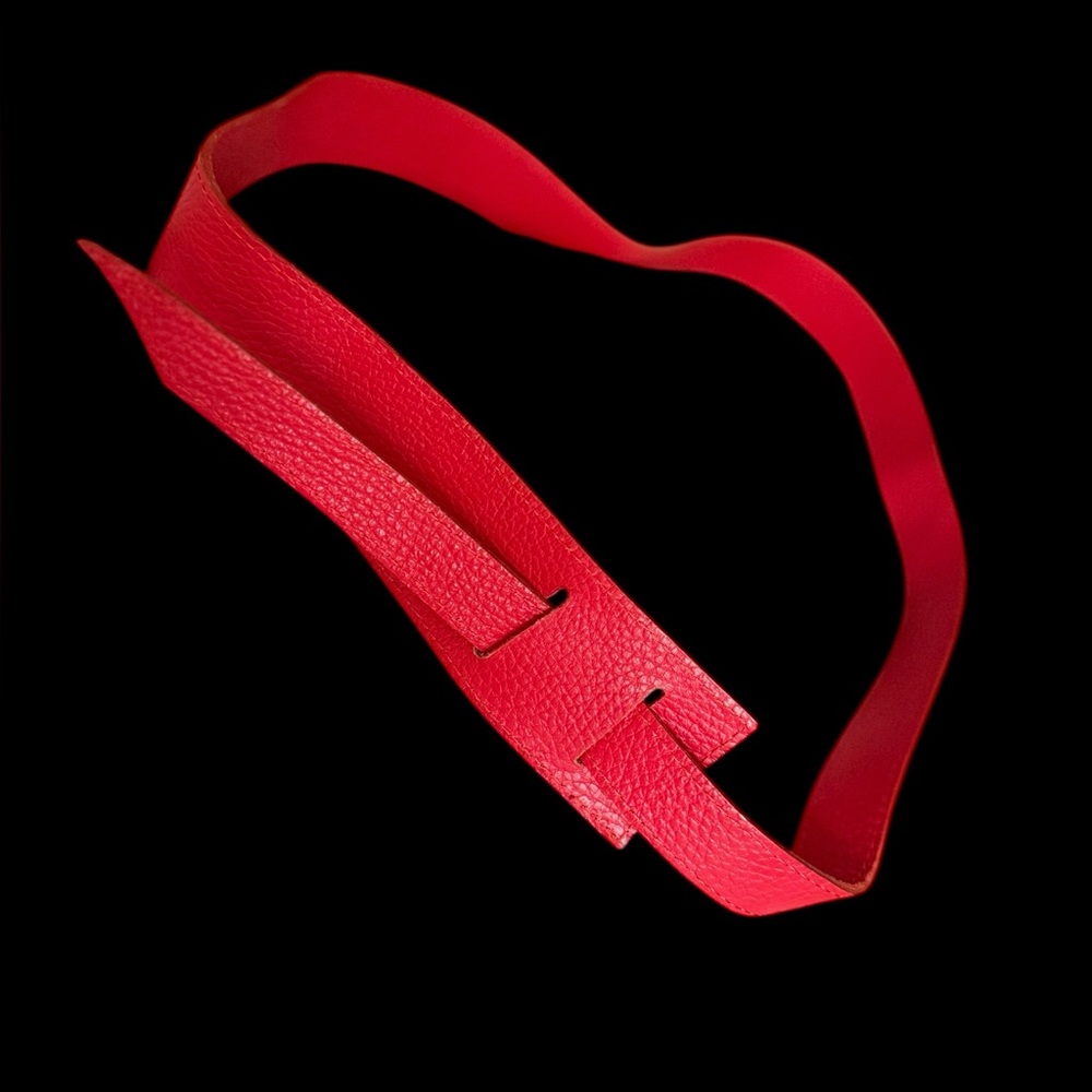 Italian Elegant Red Leather Belt